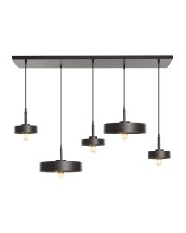 Pendelleuchte 5 Licht Schwarz Mit Goldfarbenem Innenleben