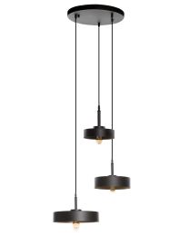Hängeleuchte 3 Lichtpunkte Schwarzes Finish Goldene Innenseite