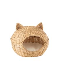 Cat Basket+cushion Rattan Light Natural