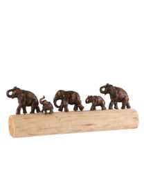 Figure Elephants Row Mango Wood Aluminium Bronze