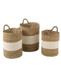 Set Von 3 Körben Seegras Weiẞ/naturell
