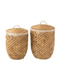 Set Von 2 Wã„schekã–rben+deckel Wasserhyazinthe Naturell