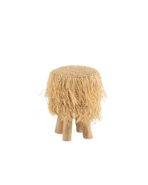 Hocker Alex Raphia/teakholz Naturell