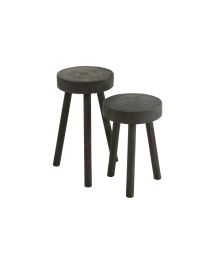 Set Von 2 Hockern Paulowniaholz Schwarz - Pro 2