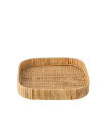 Tablett Viereckig Rund Ecken Rattan Naturell