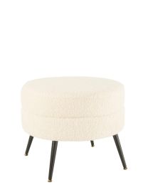 Stool Round Metal Legs Bouclé White - Per 2