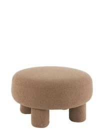 Hocker Rund Teddy Füße Bouclé Braun