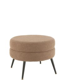 Hocker Rund Metall Füße Velours Braun
