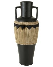 Vase Muster+henkel Terracotta/seegras Schwarz/naturell