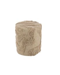 Hocker Zylinder Getuftet Kurven Wolle Beige