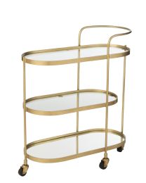 Beistellwagen Oval Metall/spiegel Gold