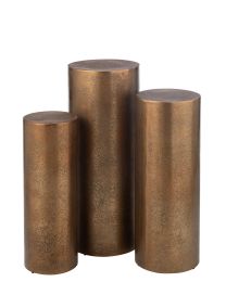 Set Of 3 Pillars Round Metal Gold