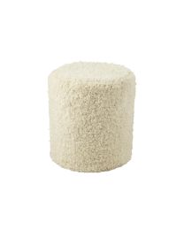 Hocker Zylinder Flaumig Polyester Creme