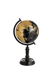 Globe On Foot Wood Black/gold Medium