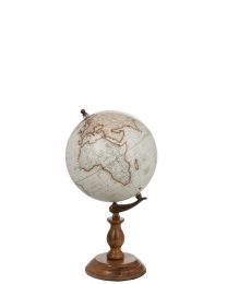 Globe On Foot Wood White/natural Medium
