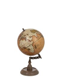 Globe On Foot Wood Rust/natural Medium