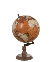 Globe On Foot Wood Rust/natural Large