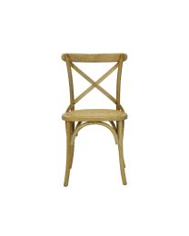 Dining Chair In Solid Oak Wood With Rattan Seat - Per 2