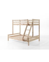 Familienbett Martin 90 X 200 Und 140 X 200 Cm, Mit Leiter In Kiefer Massiv Natur