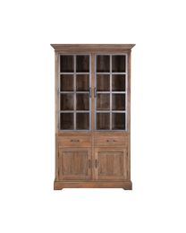 Display Cabinet With 2 Solid Doors, 2 Glass Doors And 2 Drawers – Grey Finish