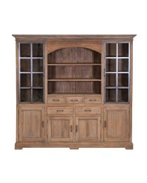 Landhaus-vitrine Aus Teak Mit Glastüren Und Schubladen