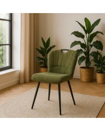 Dining Chair With Handle In Luxury Upholstery Moss Color - Per 2