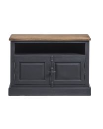 Fernsehschrank In Altschwarz, Teakholz. 2 Türen
