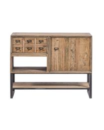 Schrank Mit 1 Tür Und 1 Schublade Aus Recycelter Eiche