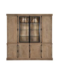 Elegante Rustikale Vitrine Mit Zwei Verglasten Metalltüren Und Zwei Holztüren.