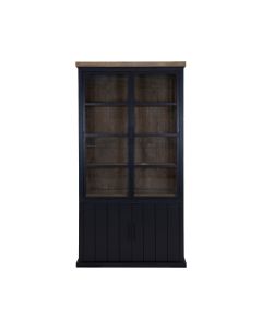 Stylish Black Display Case With 2 Metal Glass Doors