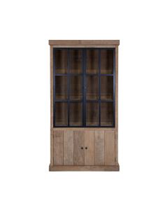 Vitrine Mit Zwei Verglasten Metalltüren Und Teakholz