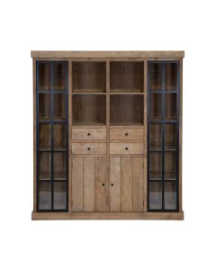 Einzigartiger Schrank Aus Teakholz Mit Zwei Glastüren.