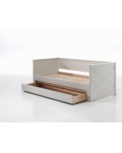 Kojenbett Mit Auszug, Liegefläche Von 90 X 200 Auf 180 X 200 Erweiterbar, Inkl. Bettschublade, Ausf. Kiefer Mit Mdf Weiß Lackiert